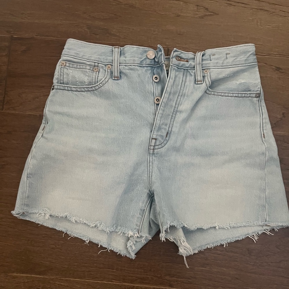 Madewell Pale Blue High-Rise Button-Fly Denim Shorts